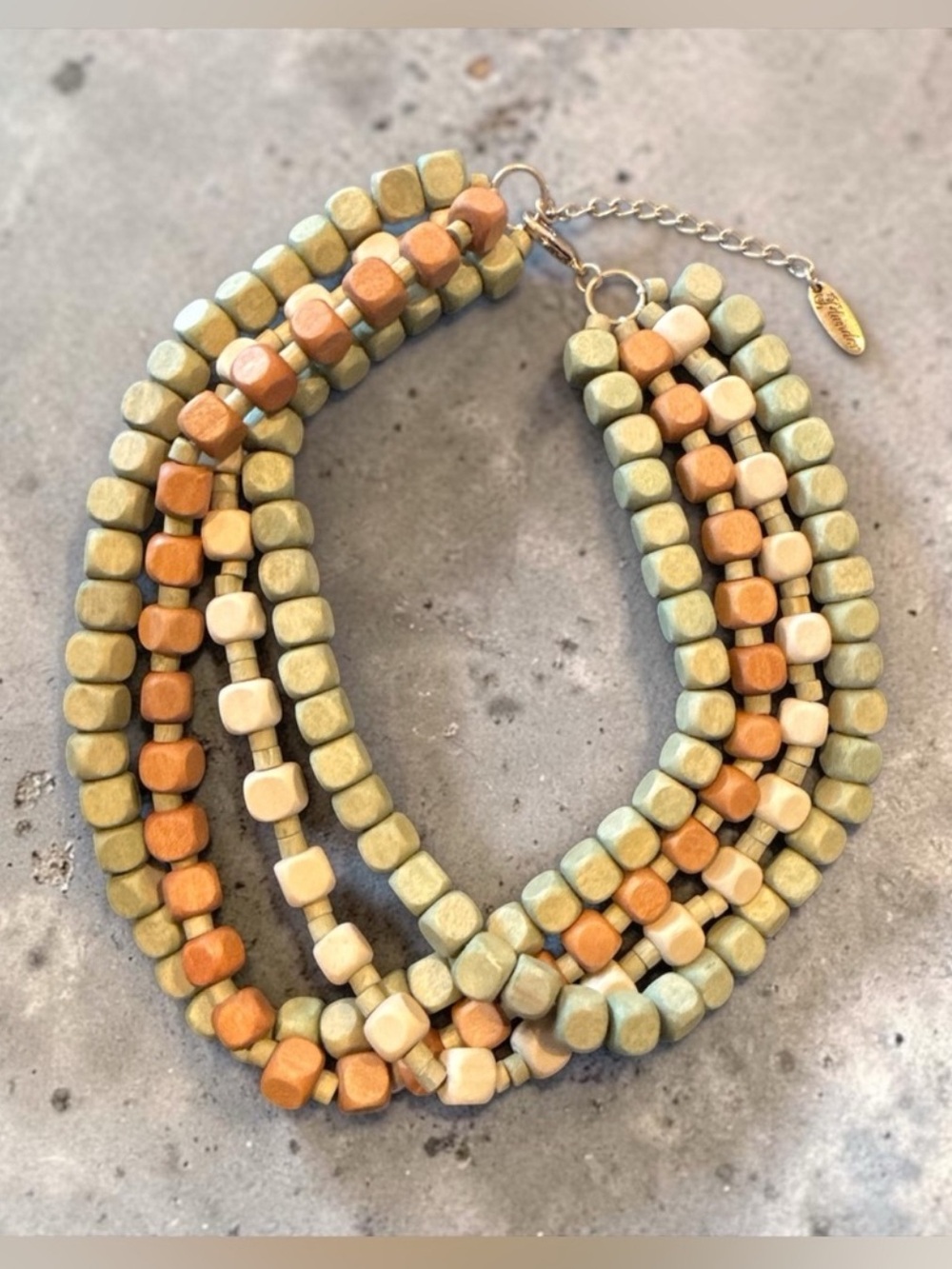 New Plunder Oversize Wooden Beaded Multi Strand Statement Necklace Boho